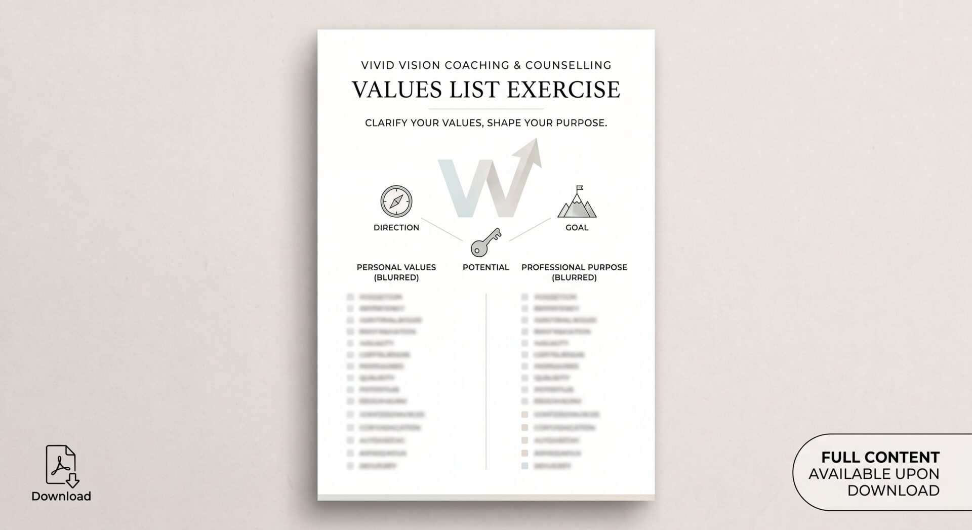 Top 5 Values Worksheet